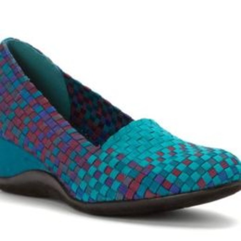 Zee Alexis "Trina" Black Royal Wedge Heel Shoes womens Woven Elastic